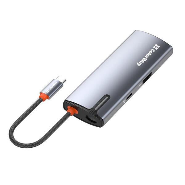 Док-станция СolorWay USB-C 6-в-1 Type C PD 100W/USB3.0х3/HDMI 4К/RJ45 (CW-HUB02)