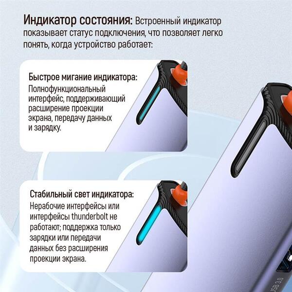 Док-станция СolorWay USB-C 6-в-1 Type C PD 100W/USB3.0х3/USB2.0/RJ45 (CW-HUB03)