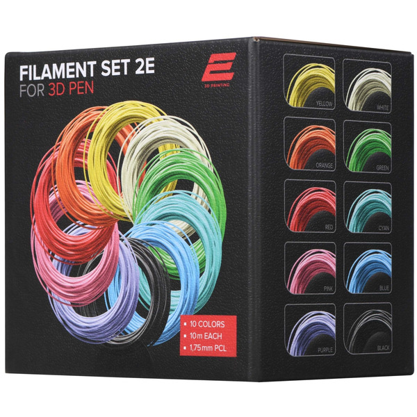 Набор нитей 2E для 3D ручки 1,75 мм PCL (10 цв.*10м) (2E-L-BH010)