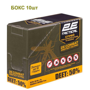 Спрей від комарів, кліщів та мошок 2E Combat Protect 50 Pro, 100 мл - 10 шт (2E-RPLNTDT50-10DB)