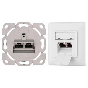 Настенная розетка 2E CАТ 5e FTP, 2xRJ45, 8P8C, для скрытой проводки