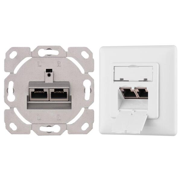 Лицьова панель 2Е, для 2х модулів Keystone, 80x80, з заземленням (2E-FASEPAN-2GROUND)