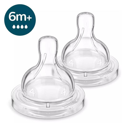 Соска Philips Avent силіконова Анти-колік, 6 міс +., 2 шт, швидкий потік