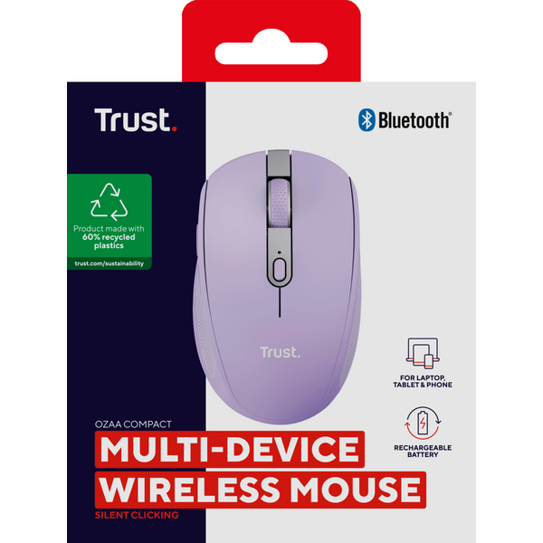 Мышь Trust Ozaa Compact Multi-Device, WL/BT, фиолетовый