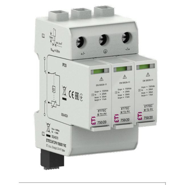Обмежувач перенапруги ETI ETITEC M T2 PV 1100/20 Y (для PV систем)