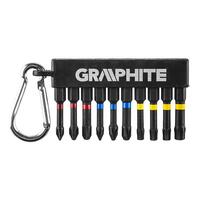 Биты GRAPHITE, набор 10шт, 1/4", ударные, PH,PZ,TX, 50мм, сталь S2, карабин