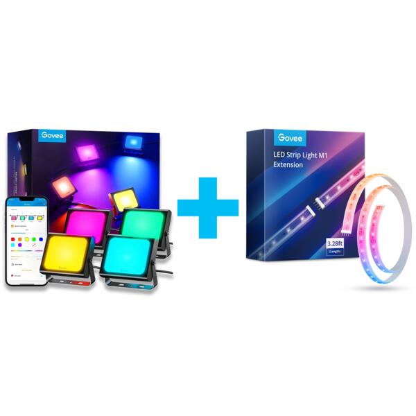 Набір настінних світильників Govee H7060 RGBICWW LED Smart Flood Lights Чорний (H7060311)