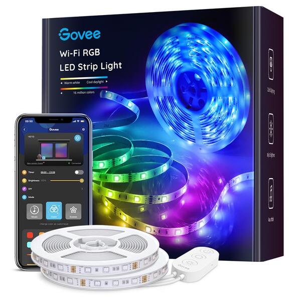 Стрічка світлодіодна розумна Govee H611 LED Strip Lights, 10м, RGB, WI-FI/Bluetooth, Білий (H61103A3)
