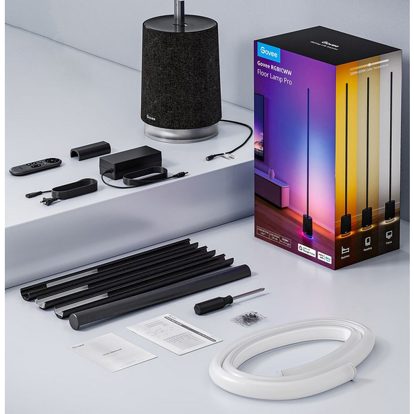 Торшер умный Govee H6079, 1500Lm, RGBICW, with speaker, WI-FI/Bluetooth, Белый