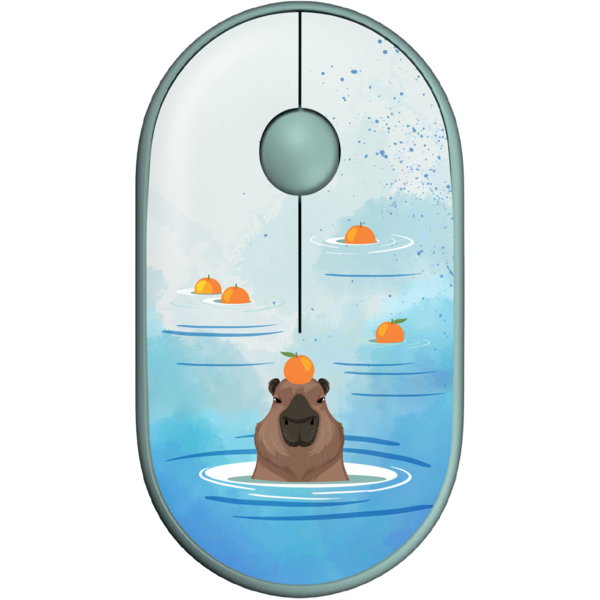 Миша 2E MF300 Capybara Tangerine Silent WL BT Green 2E-MF300WCAPIBARAGN