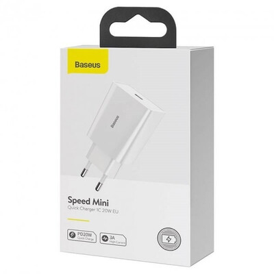 Мережевий Зарядний Пристрій Baseus Speed Mini Quick Charger, PD 20W, White