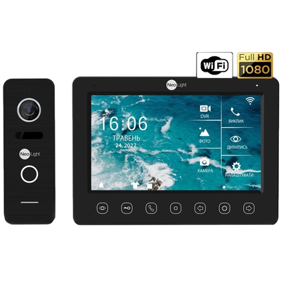 Відеодомофон KAPPA+ HD WF Black, панель виклику PRIME FHD Black з кутком
