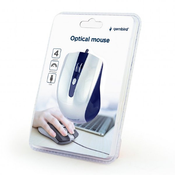 Миша Gembird MUS-4B-01-BS Черный/Серебристый