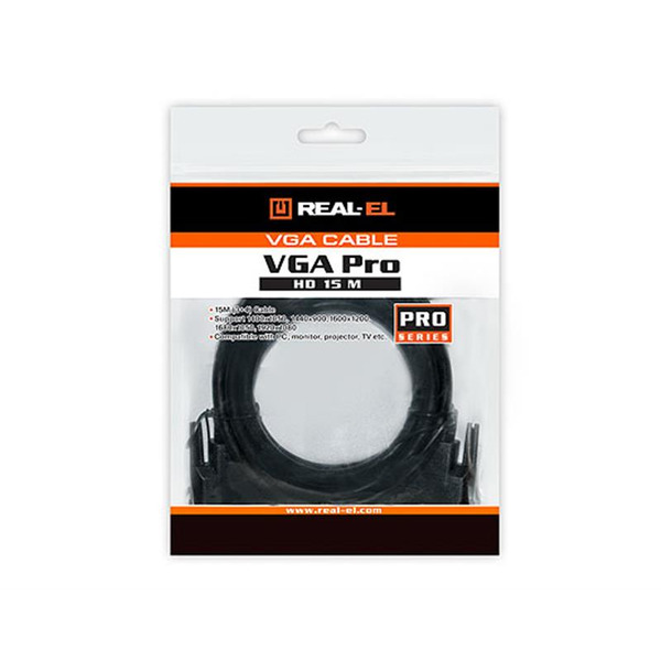 Кабель REAL-EL Pro VGA - VGA (M/M), 1.8 м, чорний (EL123500043) пакет