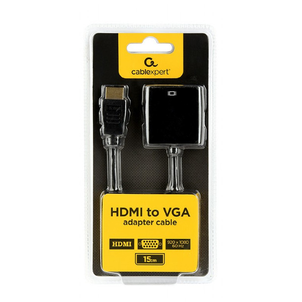 Адаптер Cablexpert HDMI - VGA V 1.4 (M/F), 0.15 м, черный (A-HDMI-VGA-04) блистер