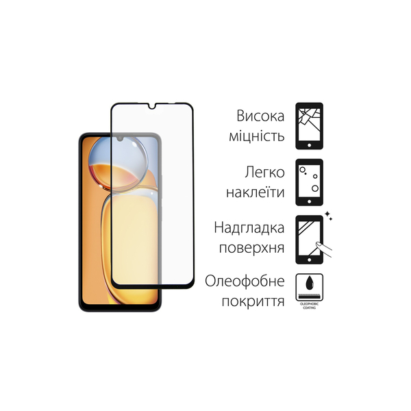Захисне скло Dengos для Xiaomi Redmi 13C 4G Black Full Glue (DG-TGSCP-04)