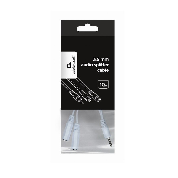 Аудіо-кабель Cablexpert 3.5 мм - 2х3.5 мм (M/F), 0.1 м, White (CCA-415W)