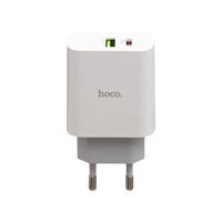 Мережевий зарядний пристрій Hoco C80A, Cable Type-C to Lightning, PD 20W, QC3.0, White