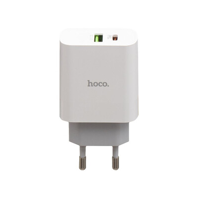 Мережевий зарядний пристрій Hoco C80A, Cable Type-C to Lightning, PD 20W, QC3.0, White