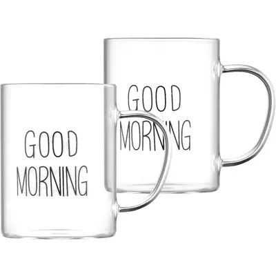 Набір чашок з ручками Ardesto Good Morning, 420мл, 2шт, прозорий (AR2642BMR)