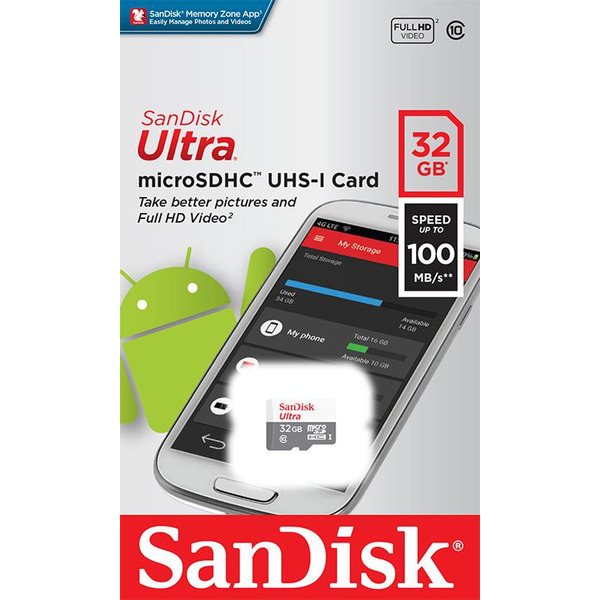 Карта пам'яті SanDisk microSD   32GB C10 UHS-I R100MB/s Ultra