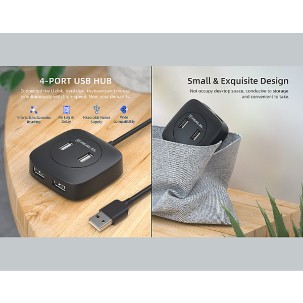 USB-хаб REAL-EL HQ-177 Black