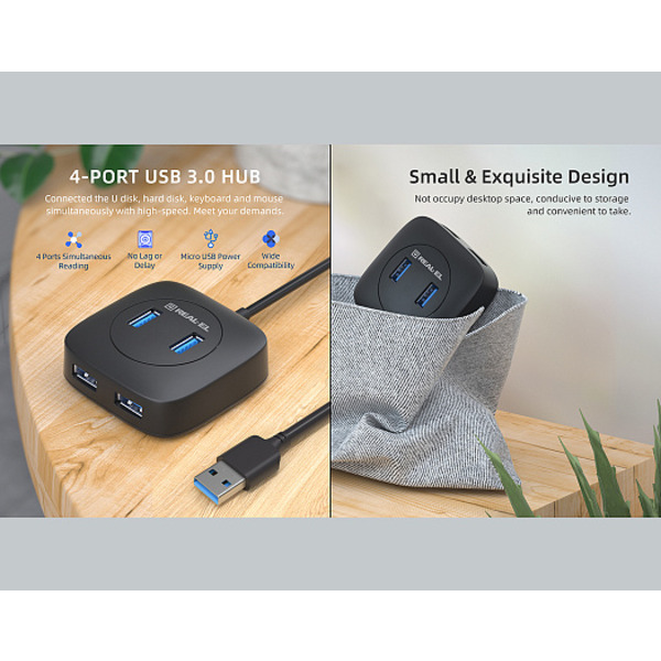 USB-хаб REAL-EL HQ-187 Black