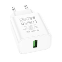Мережевий зарядний пристрій Borofone BA72A, QC 3.0, White