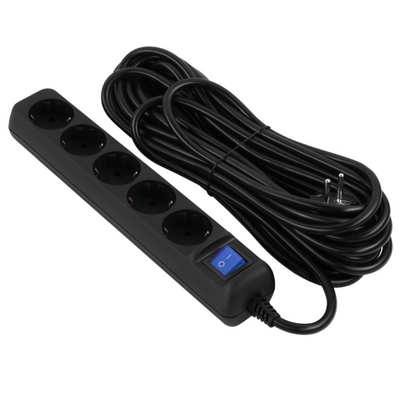 Фильтр питания 2E (2E-U05ES15M10BK) 5 розеток, 10 м, Black