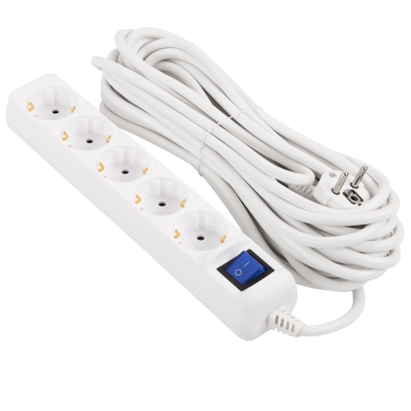 Фильтр питания 2E (2E-U05ES15M10WH) 5 розеток, 10 м, White