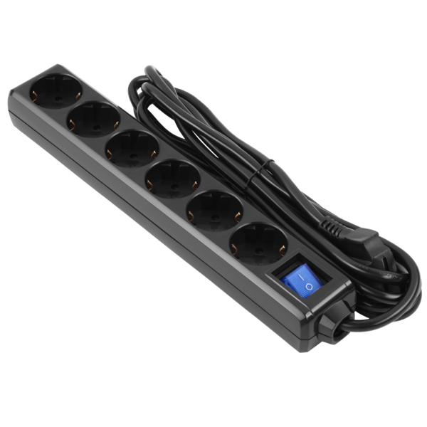 Фільтр живлення 2E (2E-U06ESM3BK) 6 розеток, 3 м, Black