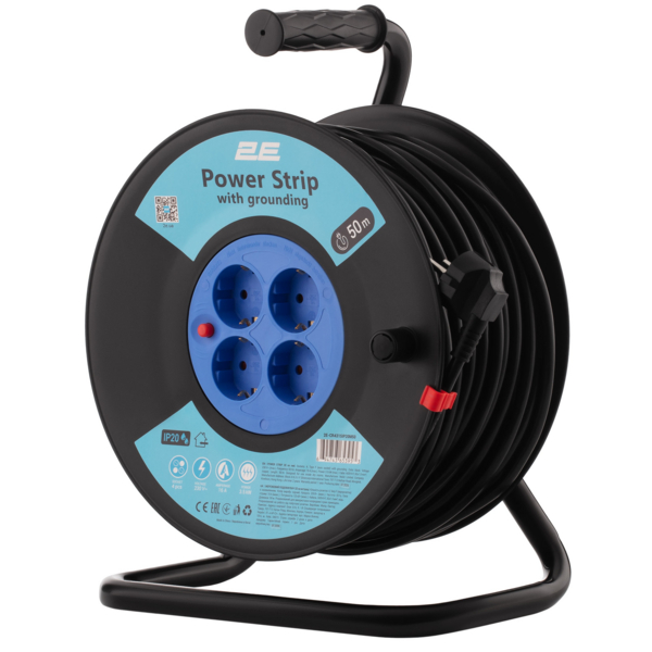 Фильтр питания 2E (2E-CR4315IP20M50) 4 розеток, 50 м, Black