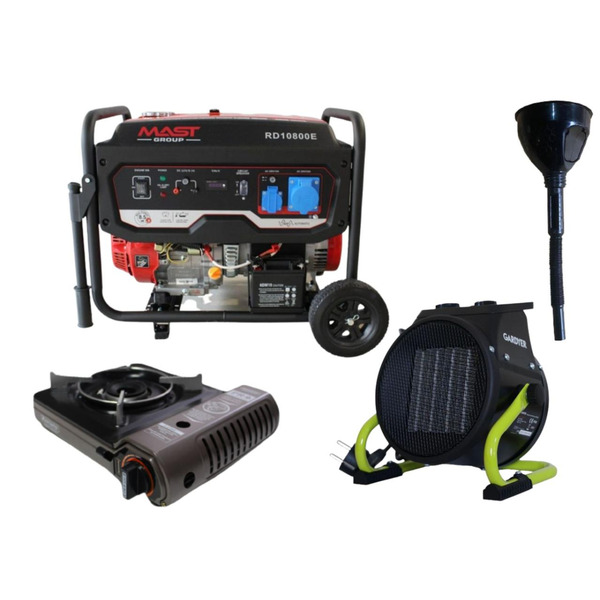 Бензиновый генератор MAST GROUP RD10800E + газовая плитка Orcamp CK-505 + картридж газовый Pegas 400 мл (8 шт.)