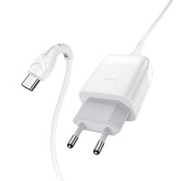 Мережевий зарядний пристрій Hoco C72Q, Cable Type-C, QC 3.0, White