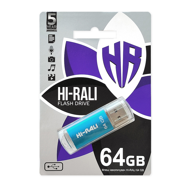 USB-Флешка USB 64GB Hi-Rali Rocket Series Blue (HI-64GBVCBL)