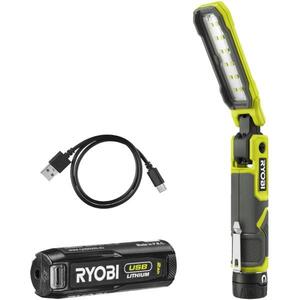 Фонарь инспекционный аккумуляторный Ryobi USB Lithium RLI4-120G, 4В, 2А·ч, 650лм, 3 режима, магнит, зажим 0.17кг