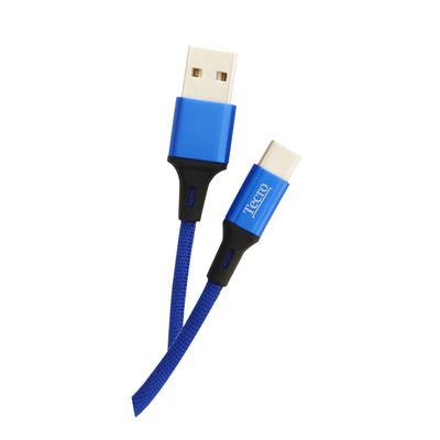 Кабель Tecro USB - USB Type-C (M/M), 1 м, синий (TC-0100BE) 