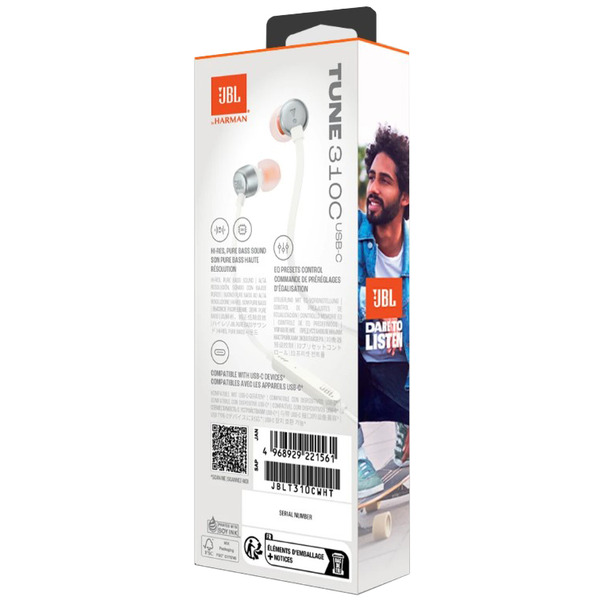 Навушники JBL TUNE 310C USB-C White (JBLT310CWHT)