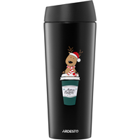 Термокухоль Ardesto Coffee Time Reindeer 450мл, нержавіюча сталь, чорний