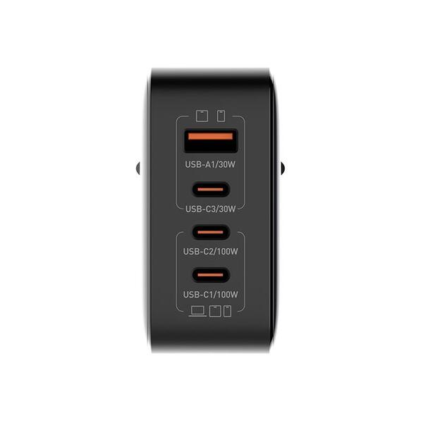 Сетевое зарядное устройство ColorWay Power Delivery GaN (USB-A + 3USB TYPE-C) 100W Black (CW-CHS047PD-BK)