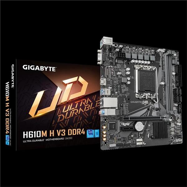 Материнська плата GIGABYTE H610M H V3 DDR4 s1700 H610 2xDDR4 HDMI D-Sub mATX