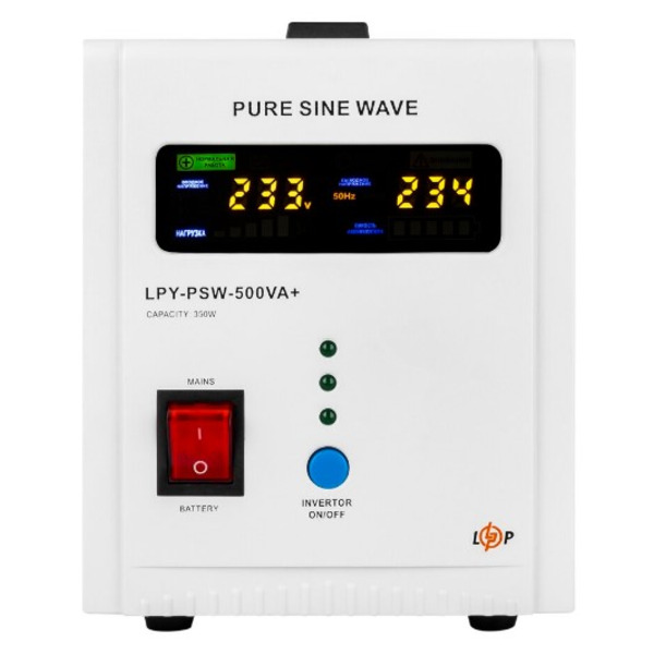 Джерело безперебійного живлення LogicPower LPY-PSW-500VA+, Lin.int., AVR, 2 x евро, LCD, метал, з правильною синусоїдою 12V