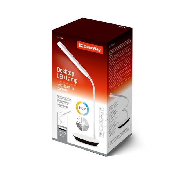 Настільна лампа LED ColorWay Portable &amp; Flexible 360 із вбудованим акумулятором біла (CW-DL12FB-W)