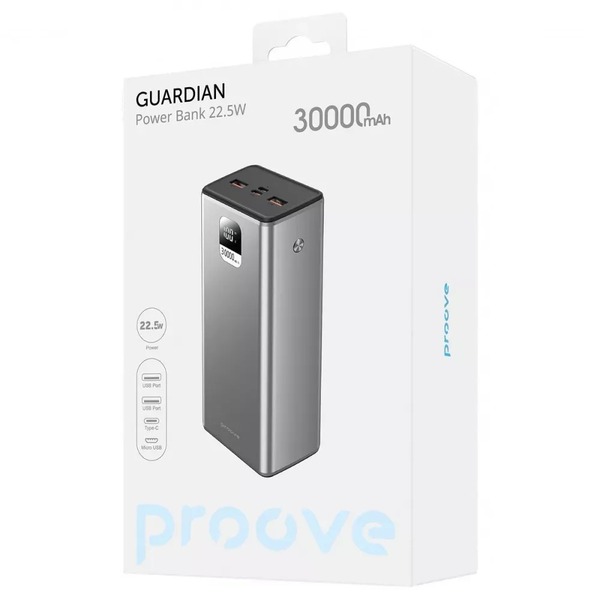 Зовнішній акумулятор (Power Bank) Proove Guardian 22.5W 30000mAh (2001001750053)