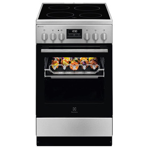 Плита Electrolux електрична склокерамічна, 57л, 50x60см, дисплей, конвекція, мангальна підставка, нерж