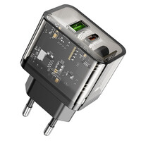 Мережевий зарядний пристрій Hoco N34, 1xUSB-A, 1xType-C, PD 20W, QC3.0, Black