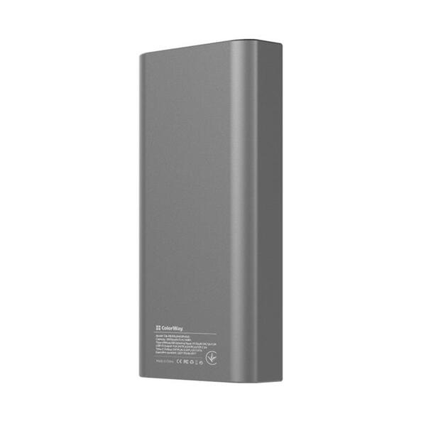 Зовнішній акумулятор (Power Bank) ColorWay 20000mAh Gray (CW-PB200LPH3GR-PDD)
