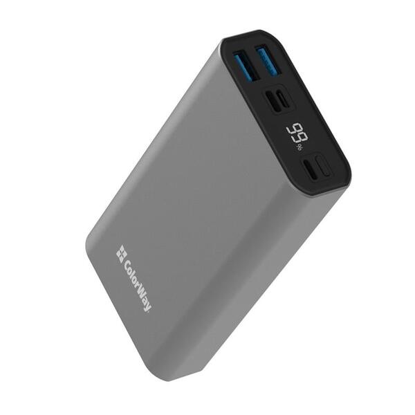 Зовнішній акумулятор (Power Bank) ColorWay 20000mAh Gray (CW-PB200LPH3GR-PDD)