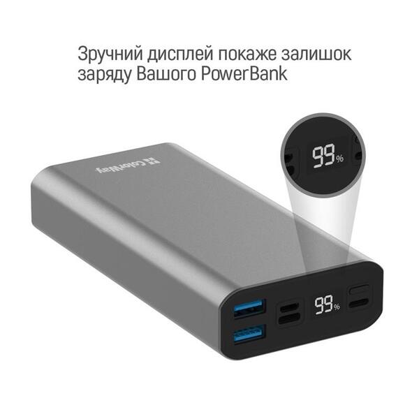 Зовнішній акумулятор (Power Bank) ColorWay 20000mAh Gray (CW-PB200LPH3GR-PDD)
