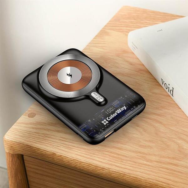 Внешний аккумулятор (Power Bank) ColorWay 15W MagSafe 10000mAh Black (CW-PB100LPA3BK-WPDD)